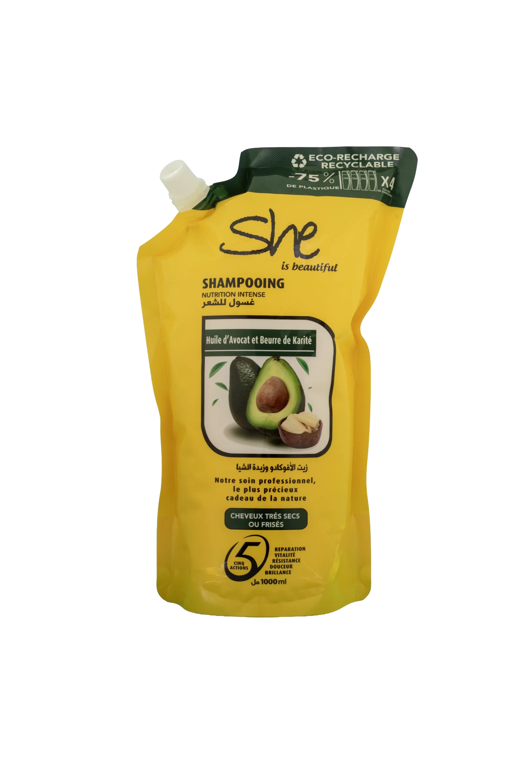 Shampooing Huile d’avocat et beurre de karité 1000ml